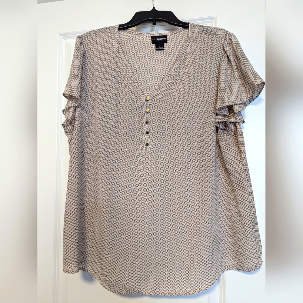 Liz Claiborne Patterned Blouse in Light Pink and Black